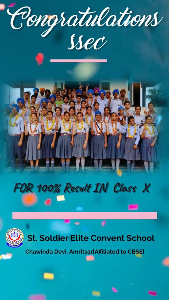 Class 10th Results of St. Soldier Convent School Amritsar